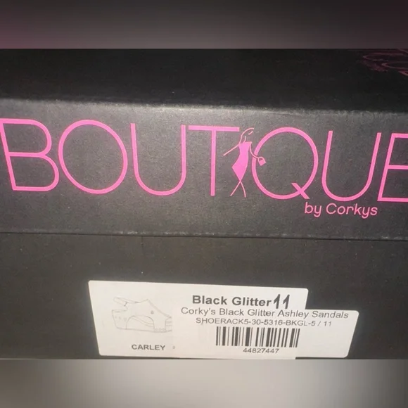 CORKY’s Boutique  Ashley black glitter wedge sandals women’s shoes size 11 - Picture 14 of 14